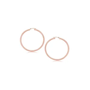 14k Rose Gold Polished Hoop Earrings (3x15mm)