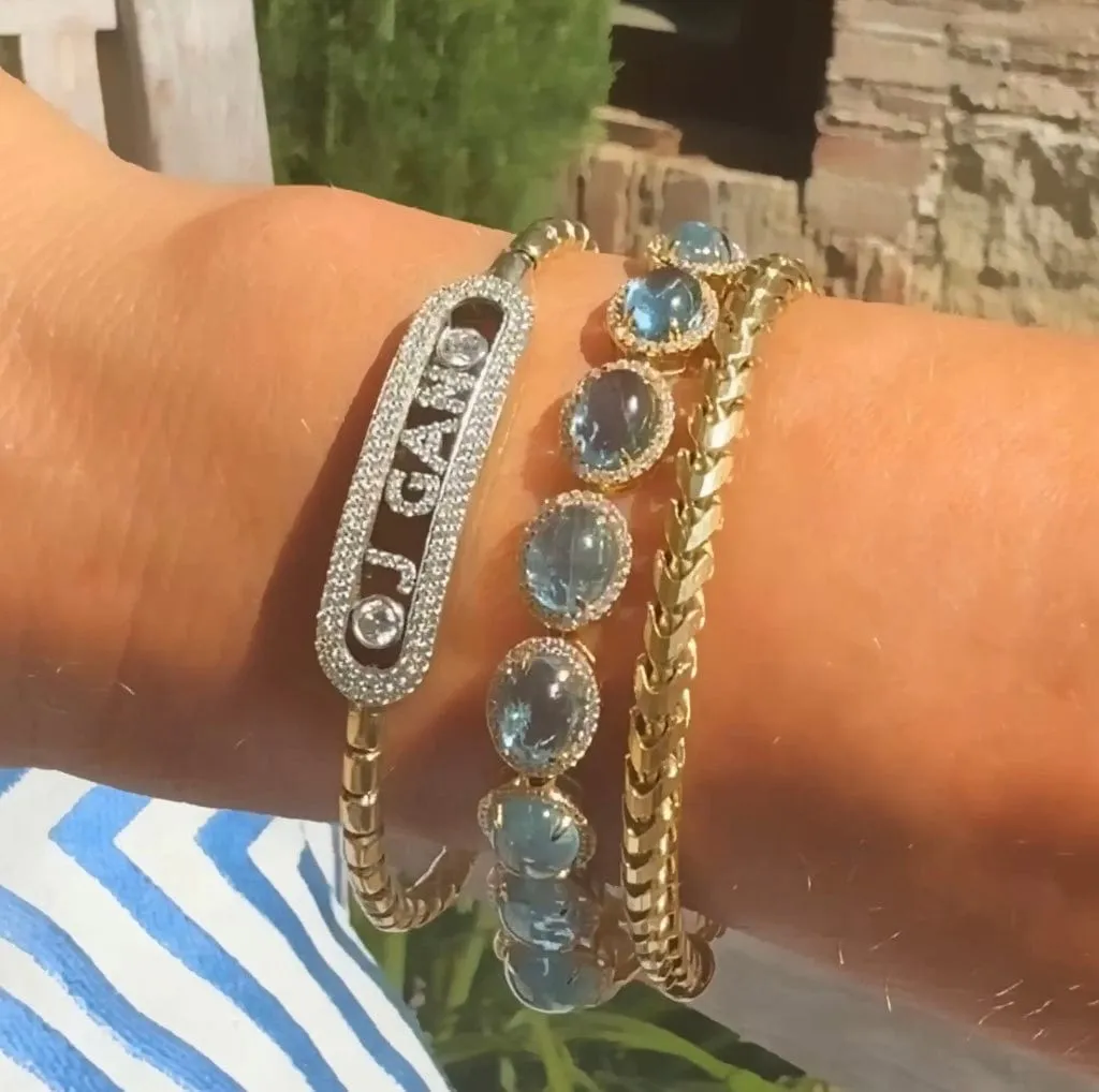 18K Gold Aquamarine and Diamond Bracelet