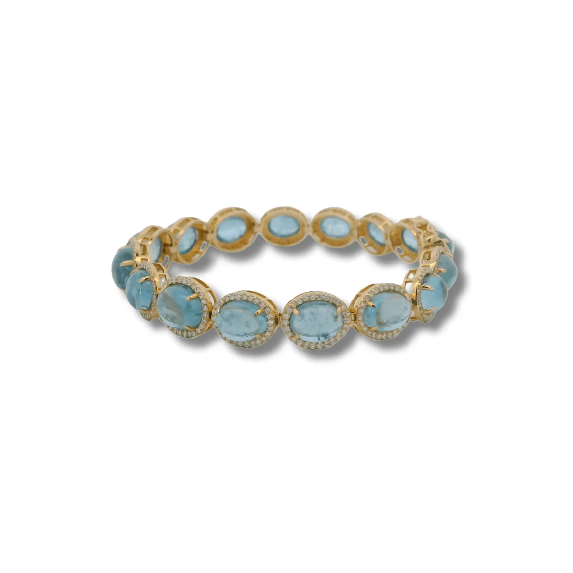 18K Gold Aquamarine and Diamond Bracelet
