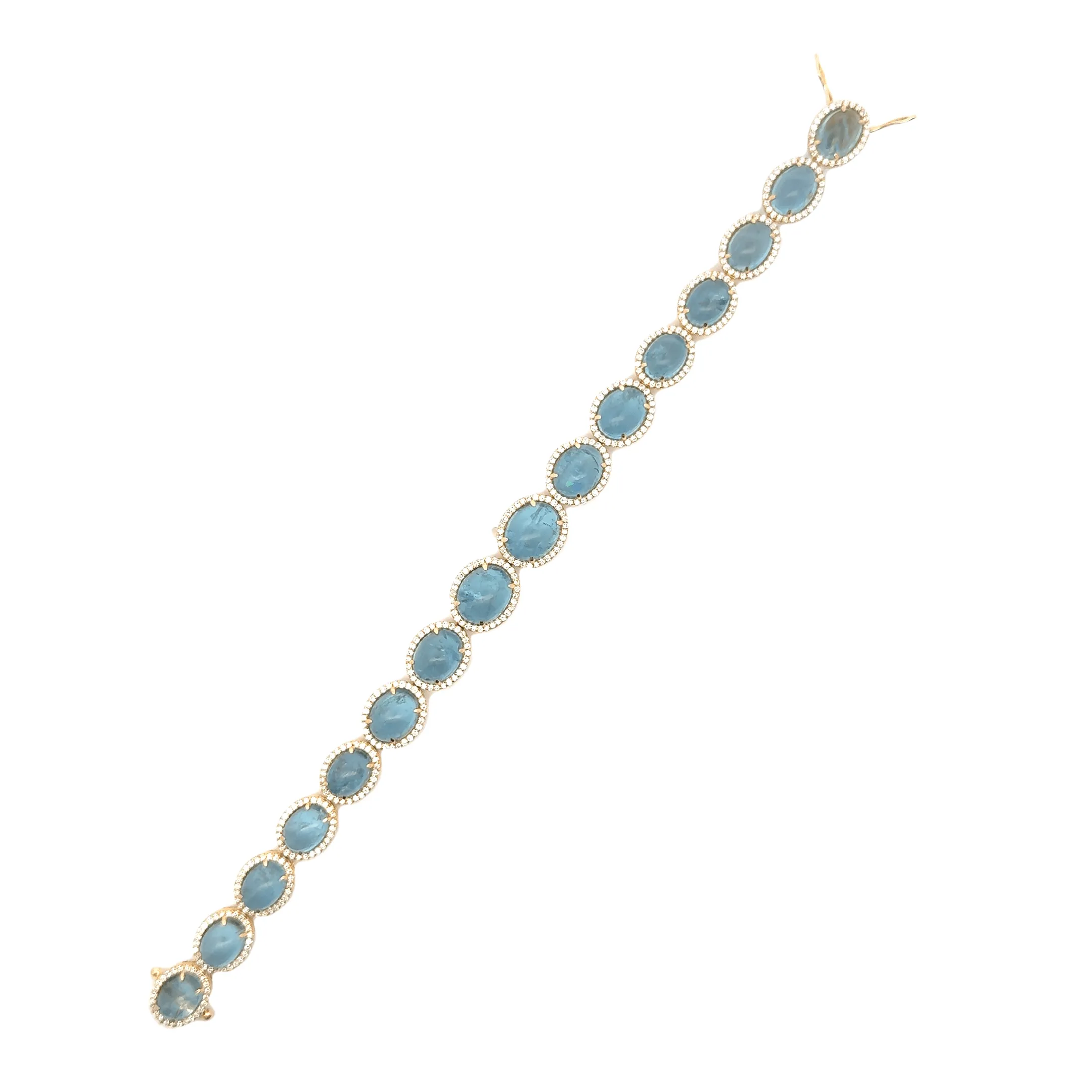 18K Gold Aquamarine and Diamond Bracelet