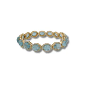 18K Gold Aquamarine and Diamond Bracelet
