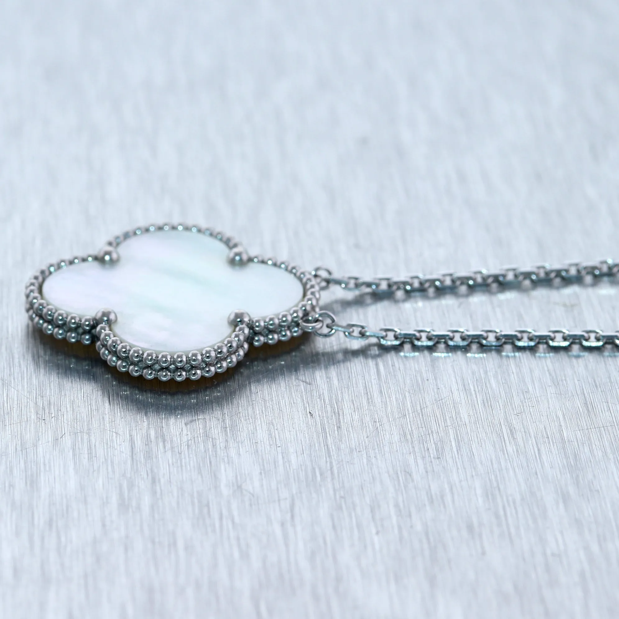 2017 Van Cleef & Arpels 18k White Gold Magic Alhambra Pendant 16.5" Necklace