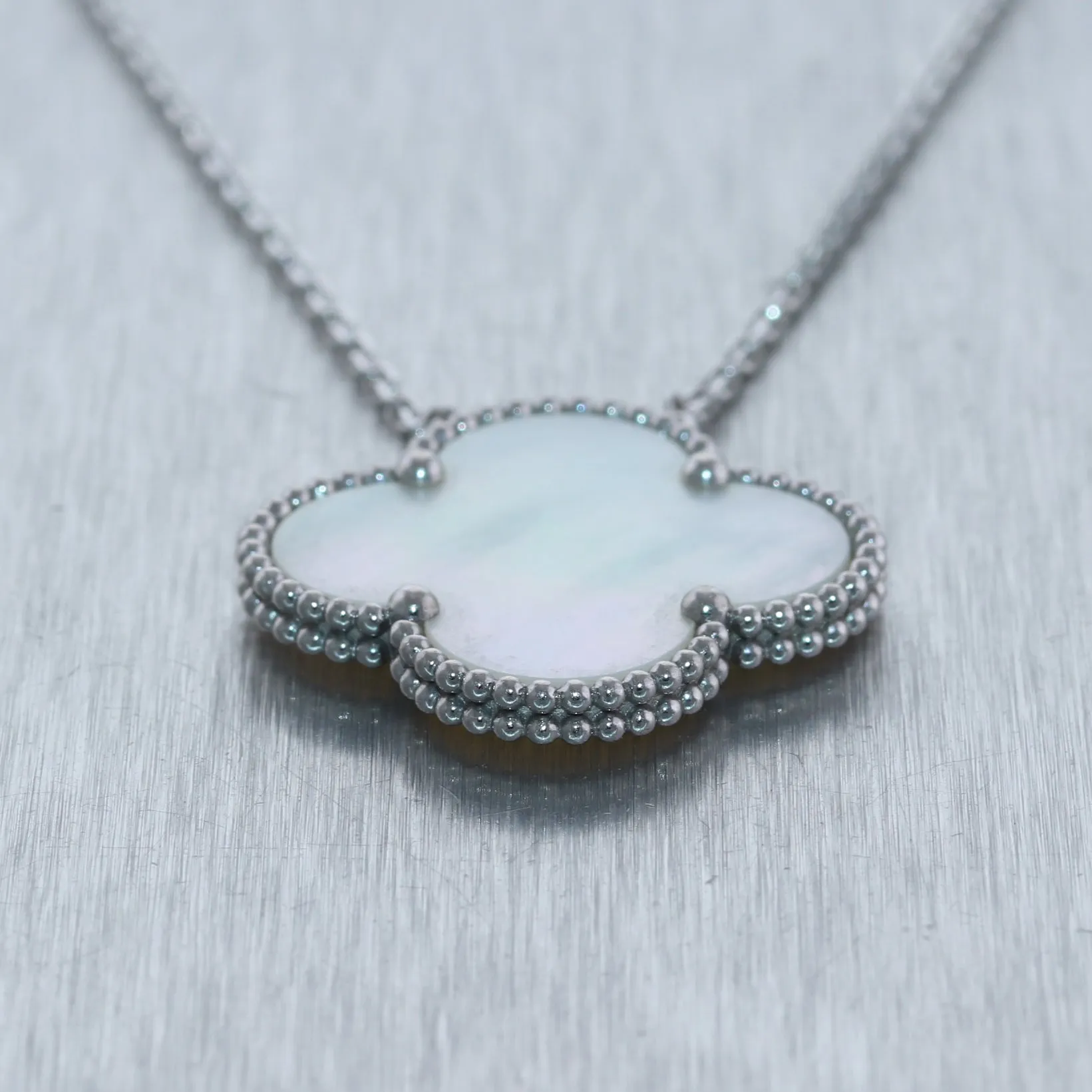 2017 Van Cleef & Arpels 18k White Gold Magic Alhambra Pendant 16.5" Necklace