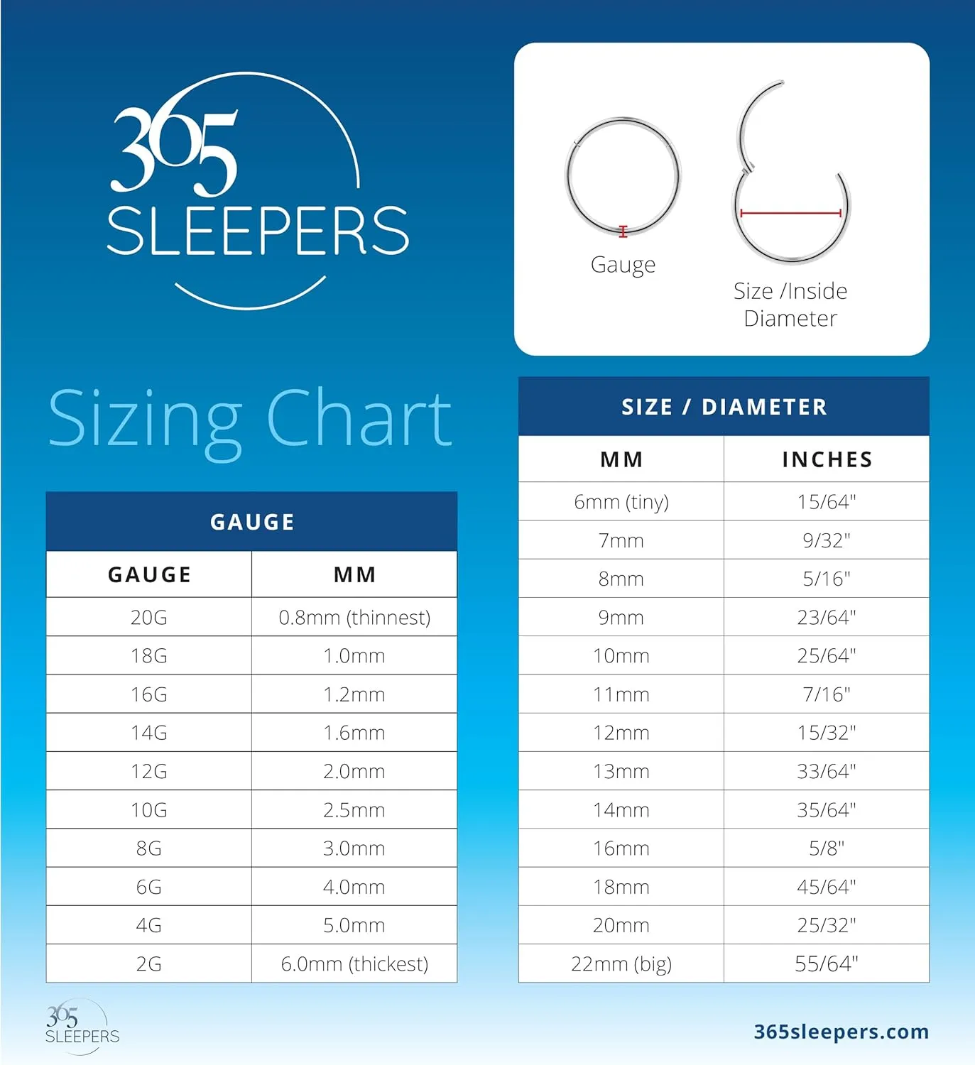365 SLEEPERS Sterling Silver 8mm - 12mm Hinged Hoop Nose Helix Tragus Lip Ear Septum Ring Sleeper Earrings - Hand Made In Australia - Nickel Free Hypoallergenic