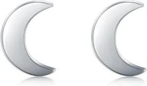 925 Sterling Silver Stud Earrings, BoRuo Crescent Moon, Star, Sun High Polish Tarnish Resistant Earrings