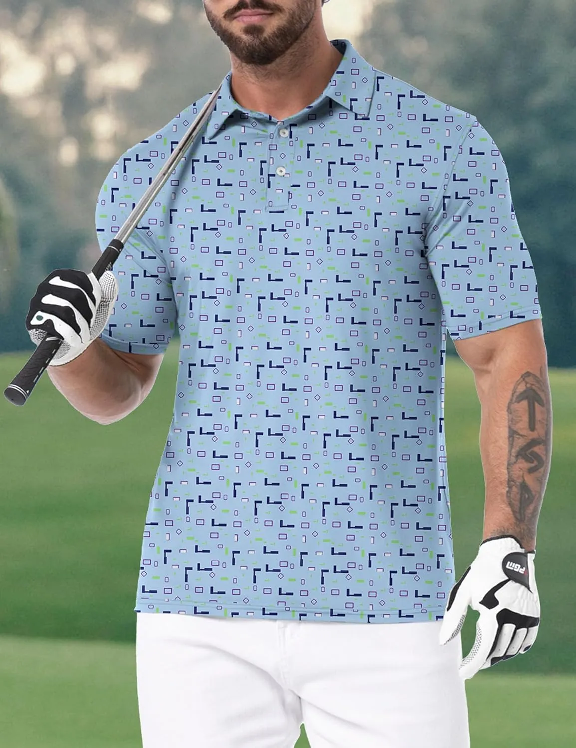 Askdeer Men's Golf Polo Shirts Short Sleeve Performance Dry Fit Polo Shirt Moisture Wicking Casual Golf Shirts