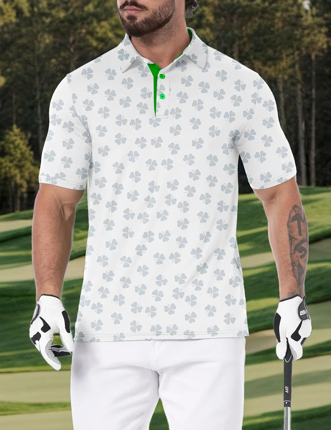 Askdeer Men's Golf Polo Shirts Short Sleeve Performance Dry Fit Polo Shirt Moisture Wicking Casual Golf Shirts