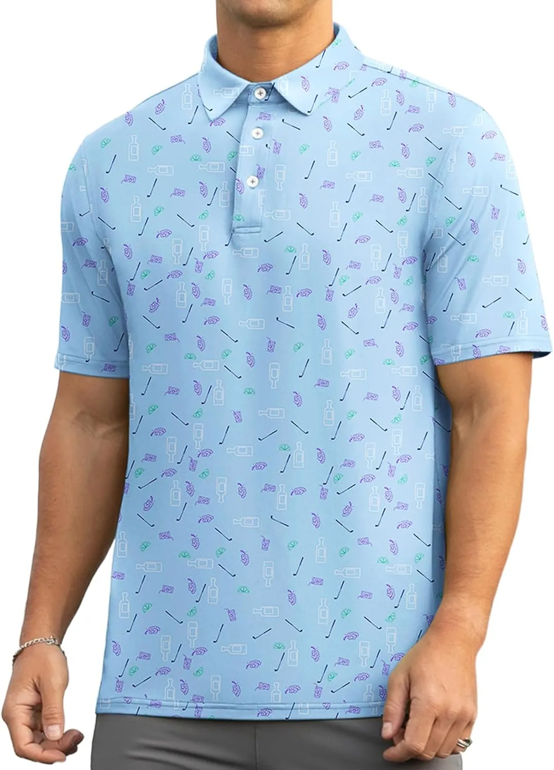 Askdeer Men's Golf Polo Shirts Short Sleeve Performance Dry Fit Polo Shirt Moisture Wicking Casual Golf Shirts