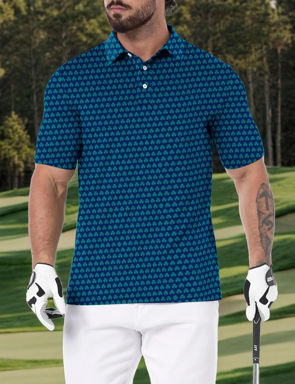 Askdeer Men's Golf Polo Shirts Short Sleeve Performance Dry Fit Polo Shirt Moisture Wicking Casual Golf Shirts