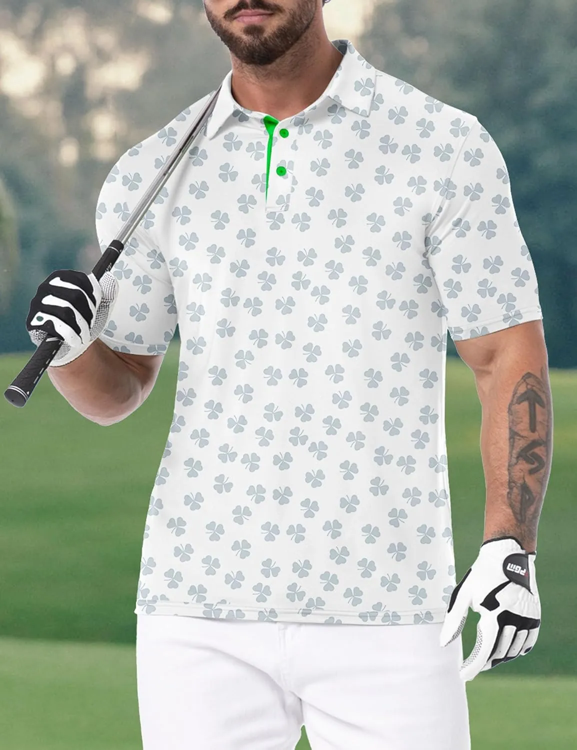 Askdeer Men's Golf Polo Shirts Short Sleeve Performance Dry Fit Polo Shirt Moisture Wicking Casual Golf Shirts