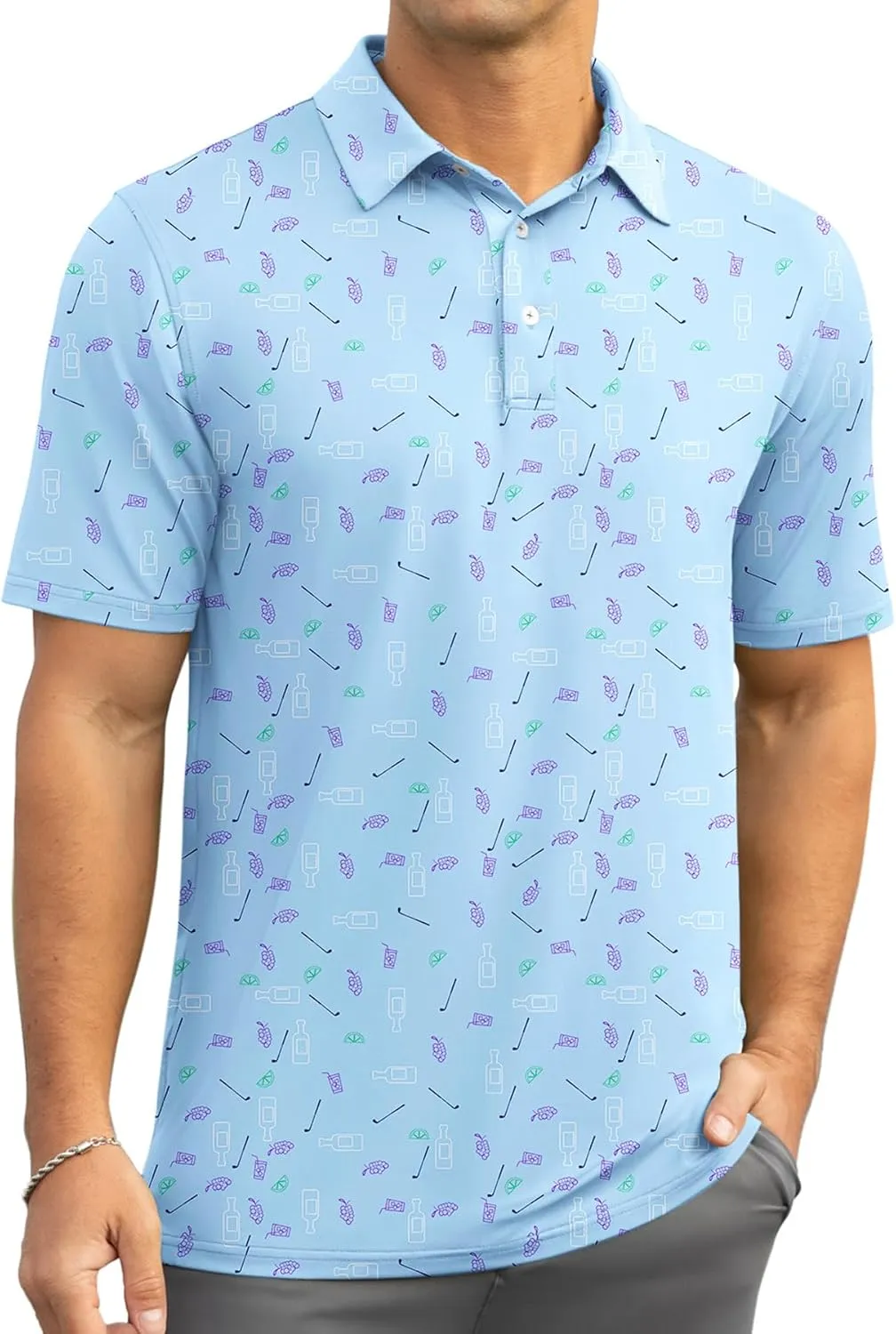 Askdeer Men's Golf Polo Shirts Short Sleeve Performance Dry Fit Polo Shirt Moisture Wicking Casual Golf Shirts