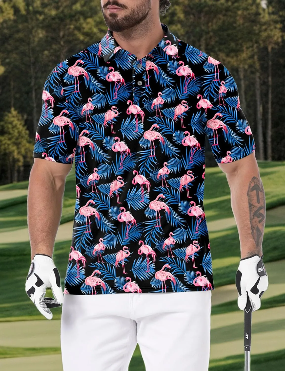Askdeer Men's Golf Polo Shirts Short Sleeve Performance Dry Fit Polo Shirt Moisture Wicking Casual Golf Shirts
