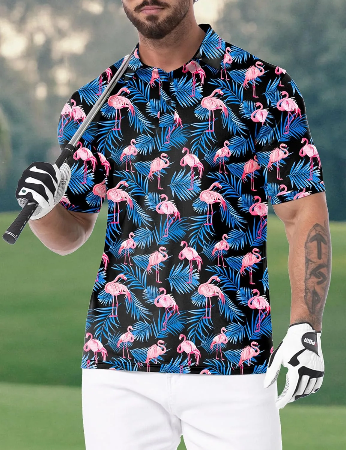 Askdeer Men's Golf Polo Shirts Short Sleeve Performance Dry Fit Polo Shirt Moisture Wicking Casual Golf Shirts