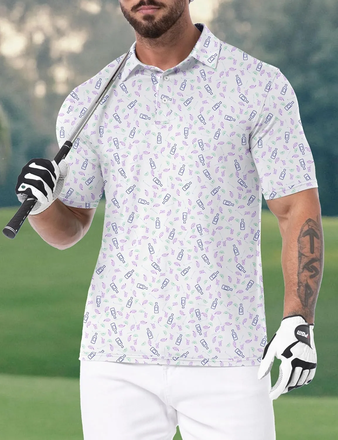 Askdeer Men's Golf Polo Shirts Short Sleeve Performance Dry Fit Polo Shirt Moisture Wicking Casual Golf Shirts