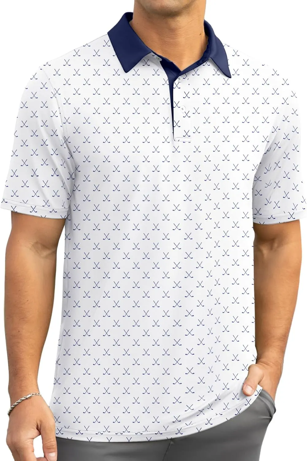 Askdeer Men's Golf Polo Shirts Short Sleeve Performance Dry Fit Polo Shirt Moisture Wicking Casual Golf Shirts