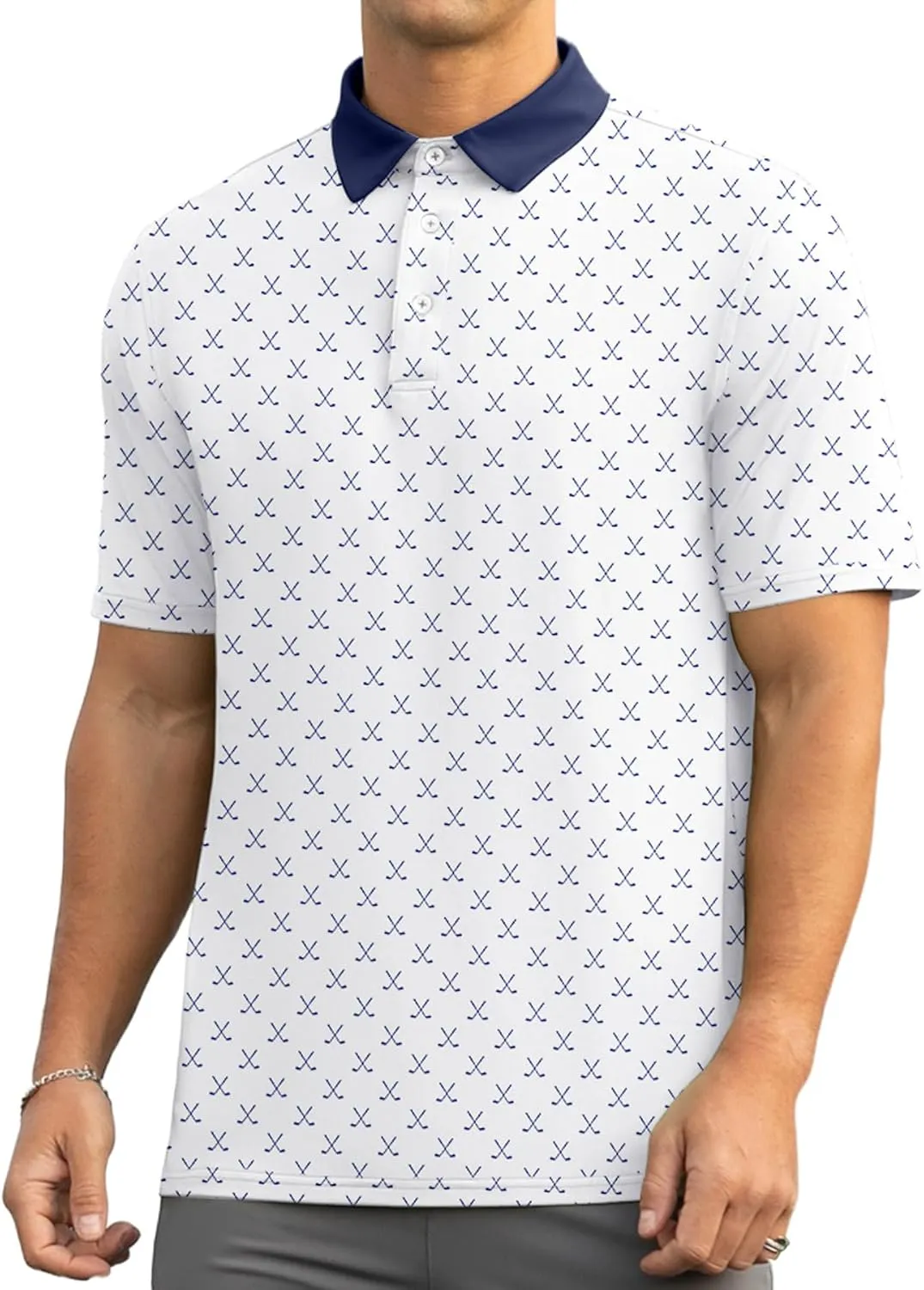 Askdeer Men's Golf Polo Shirts Short Sleeve Performance Dry Fit Polo Shirt Moisture Wicking Casual Golf Shirts