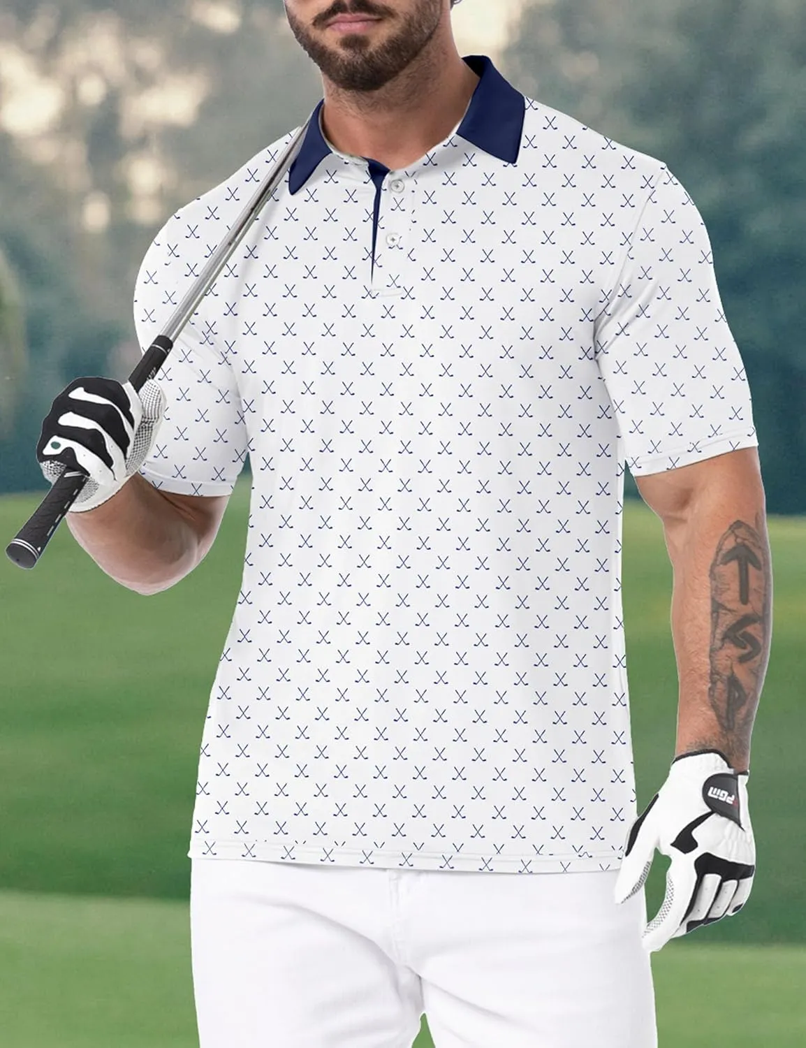 Askdeer Men's Golf Polo Shirts Short Sleeve Performance Dry Fit Polo Shirt Moisture Wicking Casual Golf Shirts