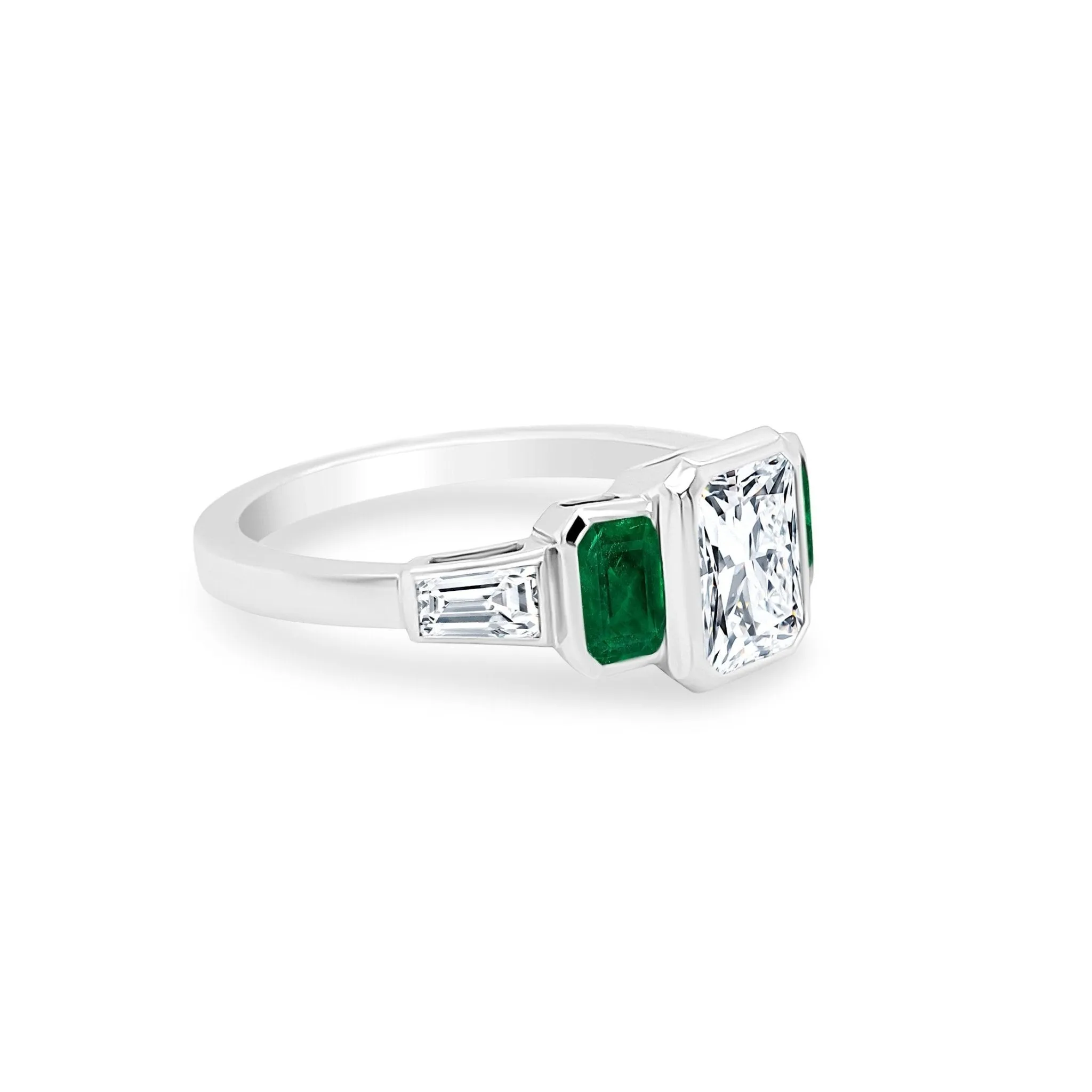 Bezel Set Radiant Cut with Mixed Shape Side Stones