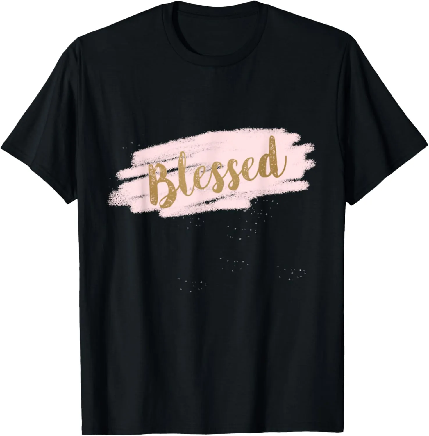 Blessed Cute Inspirational Quote Pretty Script on Rose Gold T-Shirt