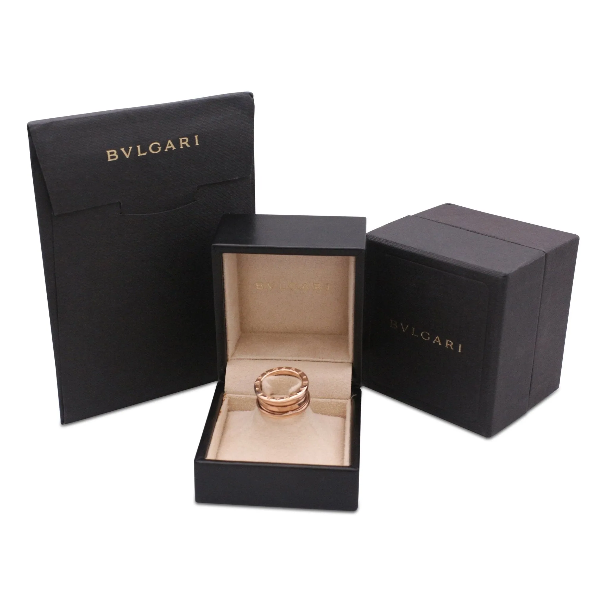 Bvlgari B.Zero1 Three Band Ring - 18ct Rose Gold Size 50