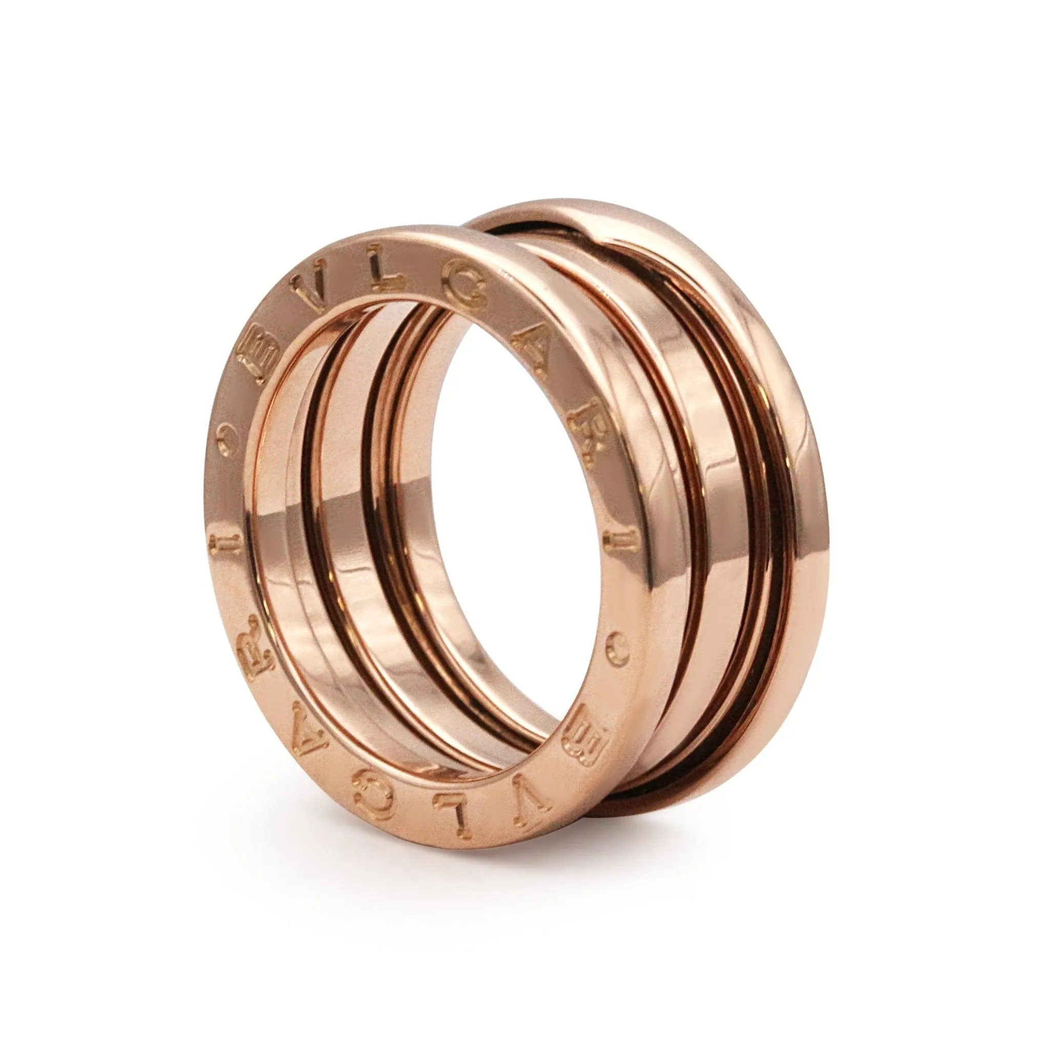 Bvlgari B.Zero1 Three Band Ring - 18ct Rose Gold Size 50
