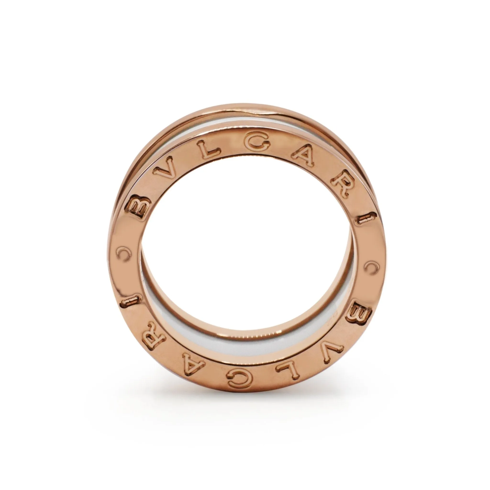 Bvlgari B.Zero1 Two Band Ring - 18ct Rose Gold & White Ceramic