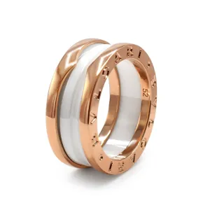Bvlgari B.Zero1 Two Band Ring - 18ct Rose Gold & White Ceramic