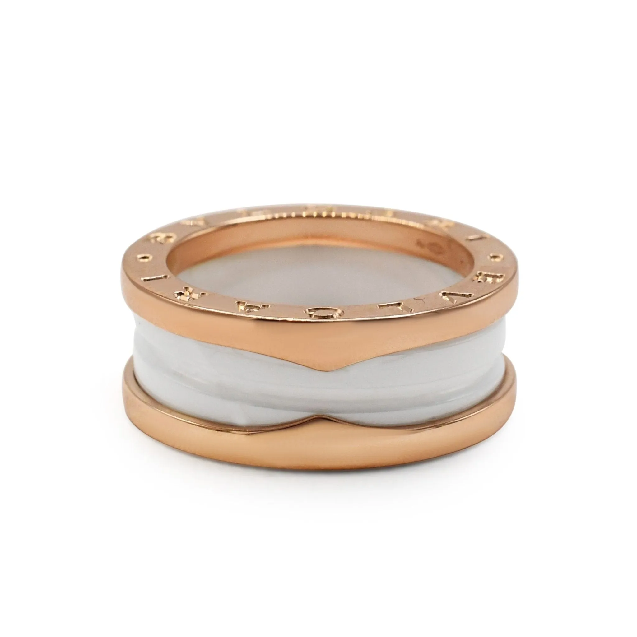 Bvlgari B.Zero1 Two Band Ring - 18ct Rose Gold & White Ceramic