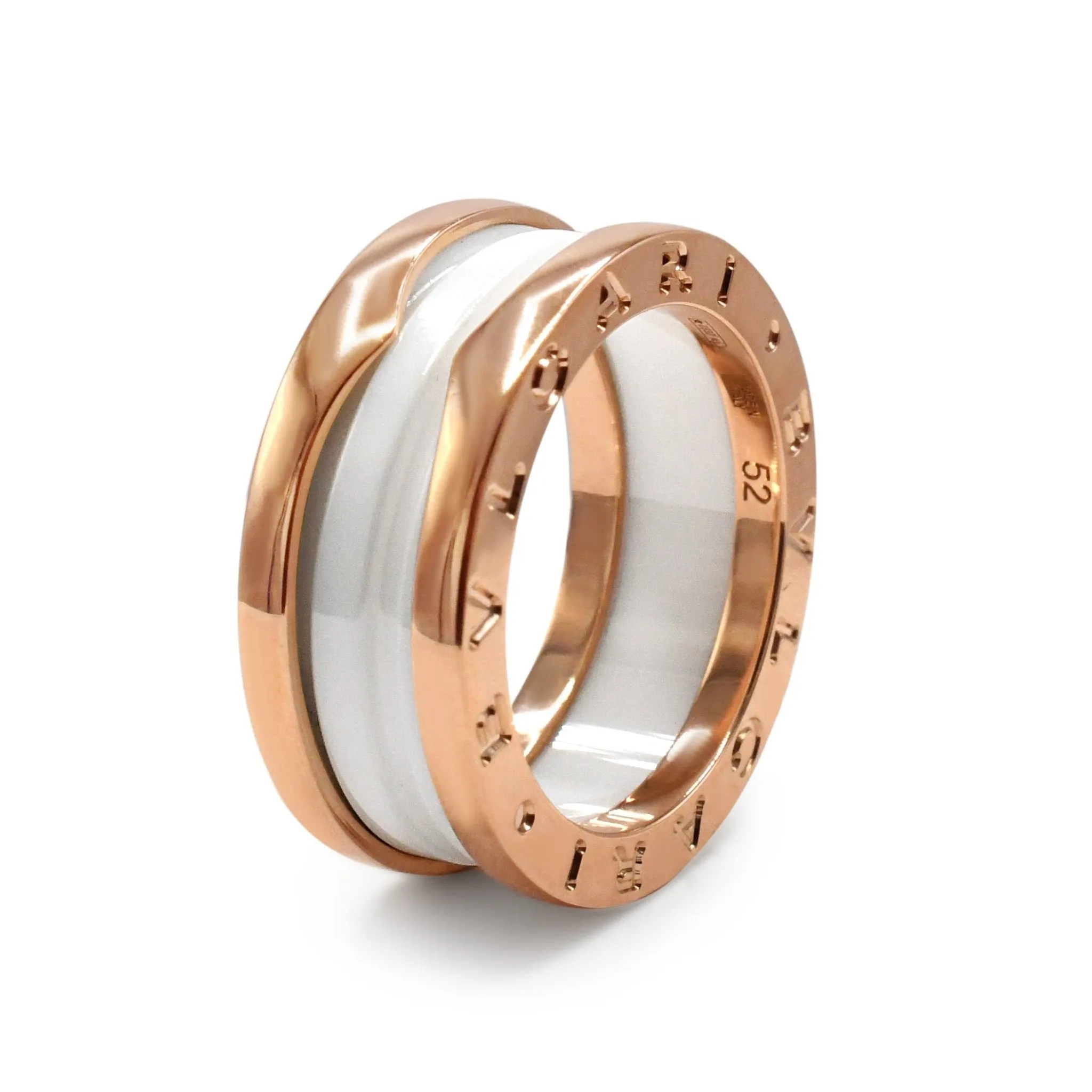 Bvlgari B.Zero1 Two Band Ring - 18ct Rose Gold & White Ceramic
