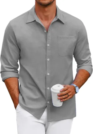 COOFANDY Men's Oxford Shirt Long Sleeve Casual Button Down Shirts Regular Fit Dress Shirts