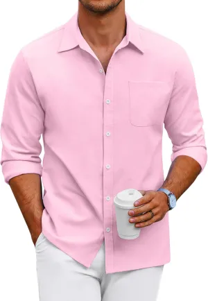 COOFANDY Men's Oxford Shirt Long Sleeve Casual Button Down Shirts Regular Fit Dress Shirts