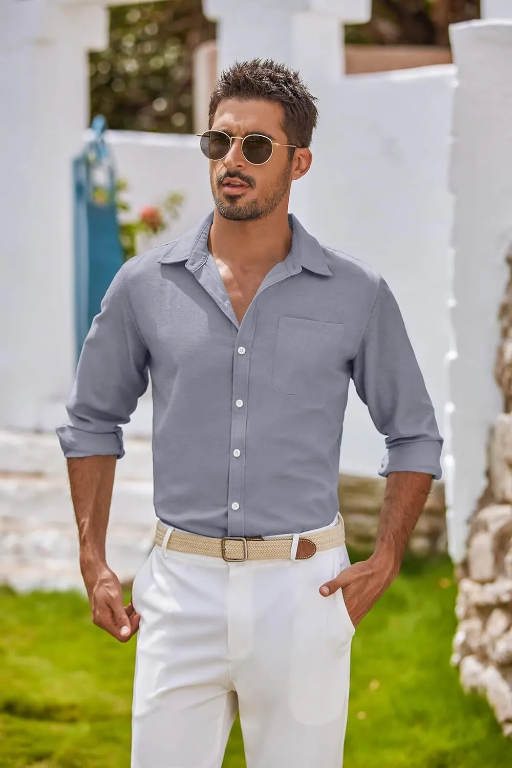 COOFANDY Men's Oxford Shirt Long Sleeve Casual Button Down Shirts Regular Fit Dress Shirts