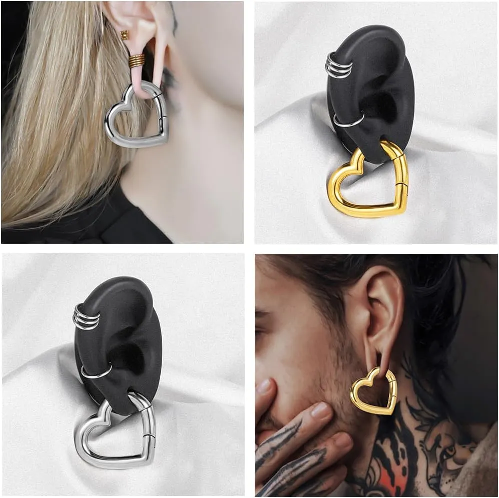 DOEARKO 2PCS Ear Gauges Ear Hangers Weights for Stretched Ear Plugs Body Piercing Tunnels 316 Stainless Steel Hypoallergenic Body Jewelry