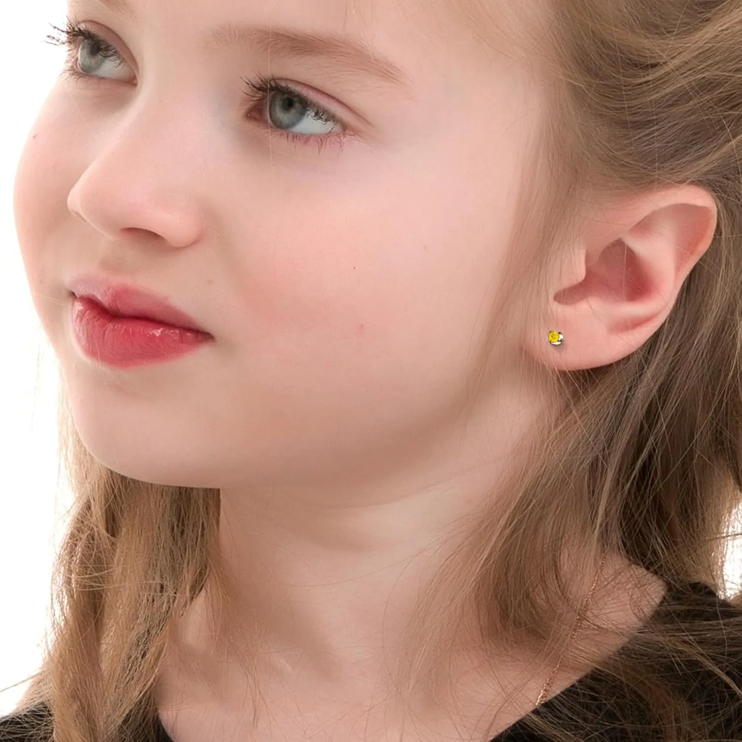 Ear Piercing Kit, Disposable Ear Piercing Gun Kit, 316L Surgical Stainless Steel 3mm Cubic Zirconia Stud, At Home Self Ear Piercer Kit with Birthstone Earrings Stud (Yellow)