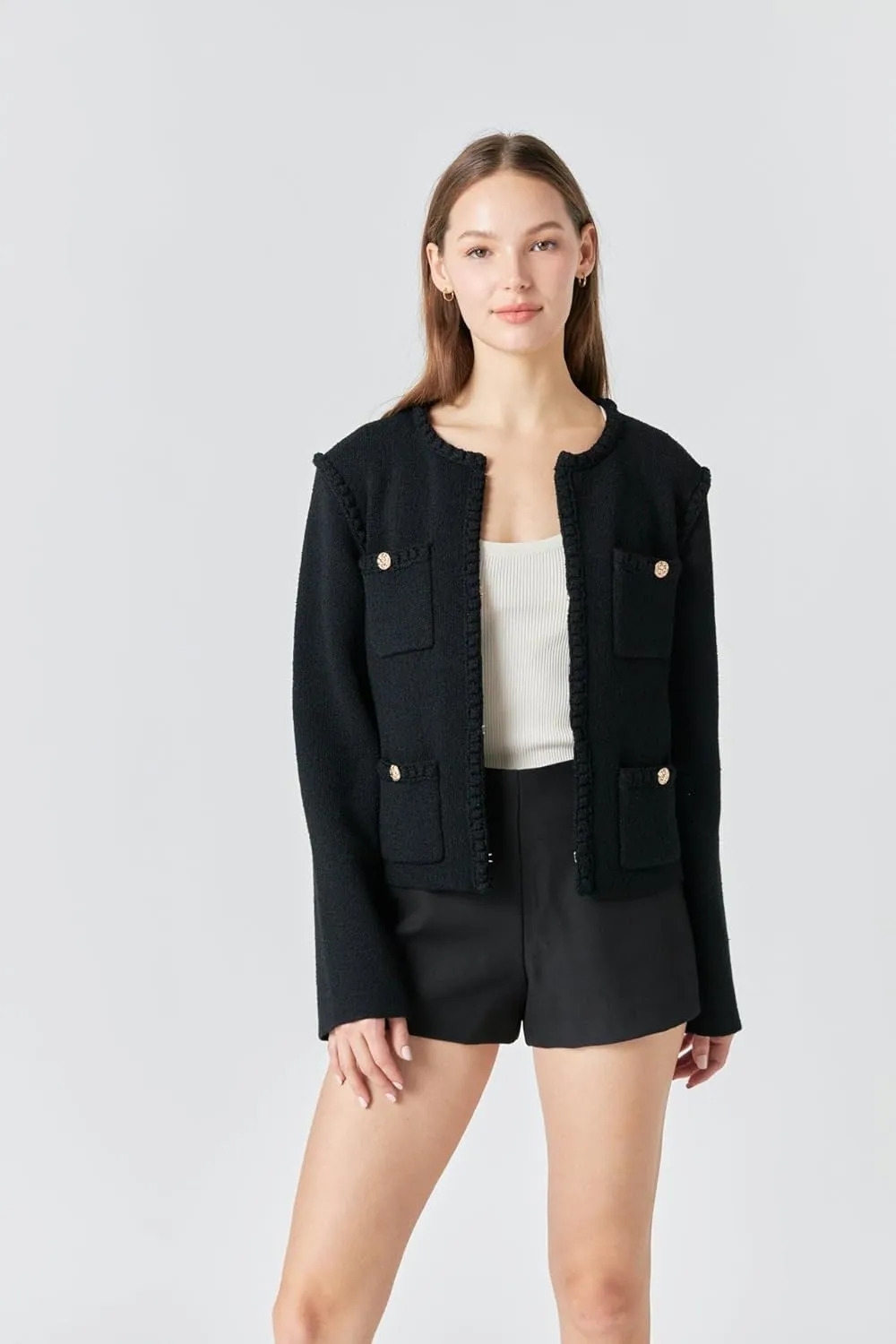 endless rose Women's Braided Knit Jacket