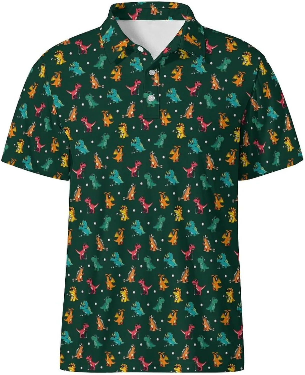 Funny Polo Shirts for Men Short Sleeve Performance Moisture Wicking Golf Shirts Casual Crazy Patriotic Print Mens Polo Shirt