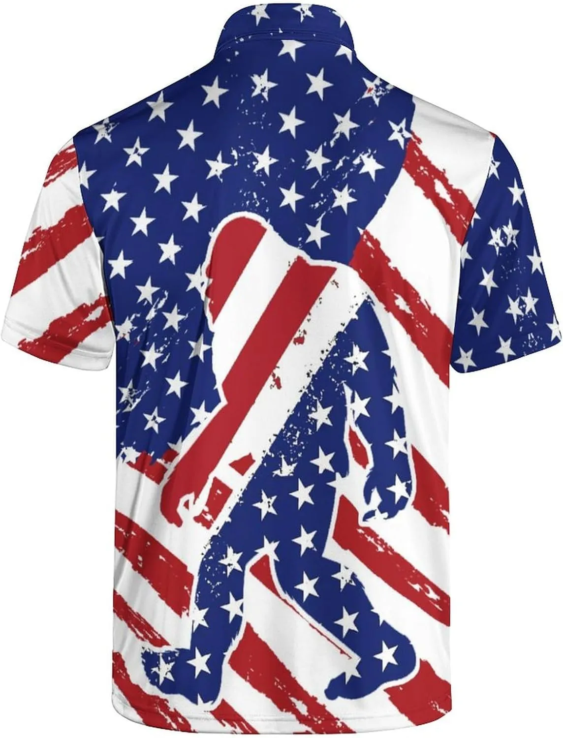 Funny Polo Shirts for Men Short Sleeve Performance Moisture Wicking Golf Shirts Casual Crazy Patriotic Print Mens Polo Shirt