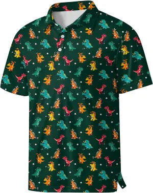 Funny Polo Shirts for Men Short Sleeve Performance Moisture Wicking Golf Shirts Casual Crazy Patriotic Print Mens Polo Shirt
