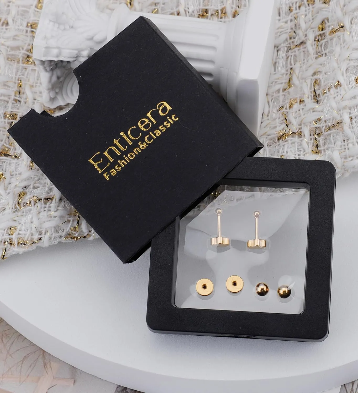 G23 Titanium Flower Screw Back Ball Earrings for Sensitive Skin 14k Gold Ball Stud Earrings for Women 20g Hypoallergenic Handmade Nap Earrings for Cartilage Piercing 2-4mm (Gold Tone, 2mm)