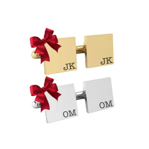 LifePrints Fathers Day Gift  Custom Initial Cufflinks for Dad | Personalized Gold Cufflinks for Men, Father of the Bride, Groom or Groomsmen | Elegant Wedding Keepsake