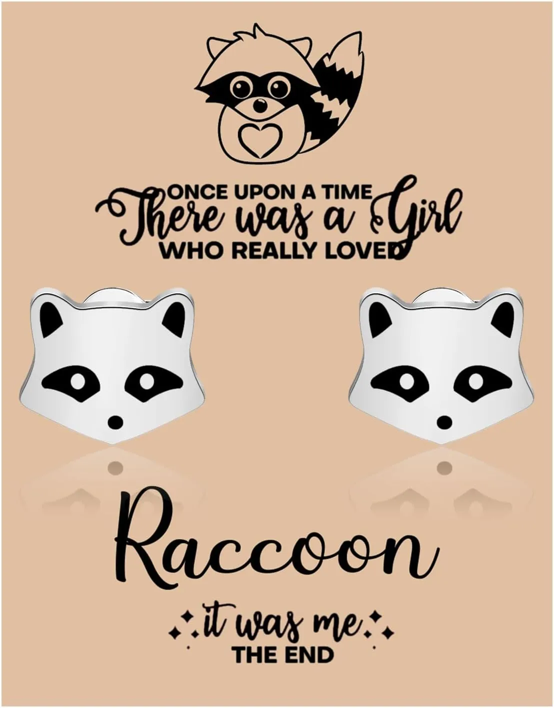MAOFAED Raccoon Gift - Stud Earring for Her, Animal Jewelry