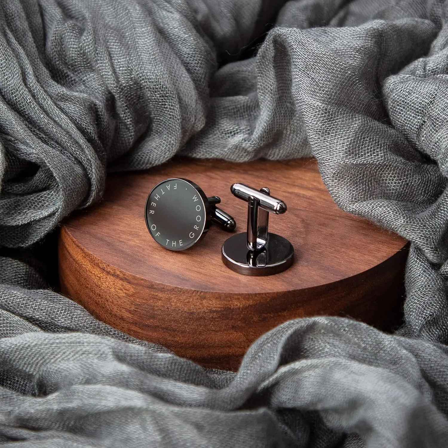 MUUJEE Cufflinks with Engraved Wood Gift Box