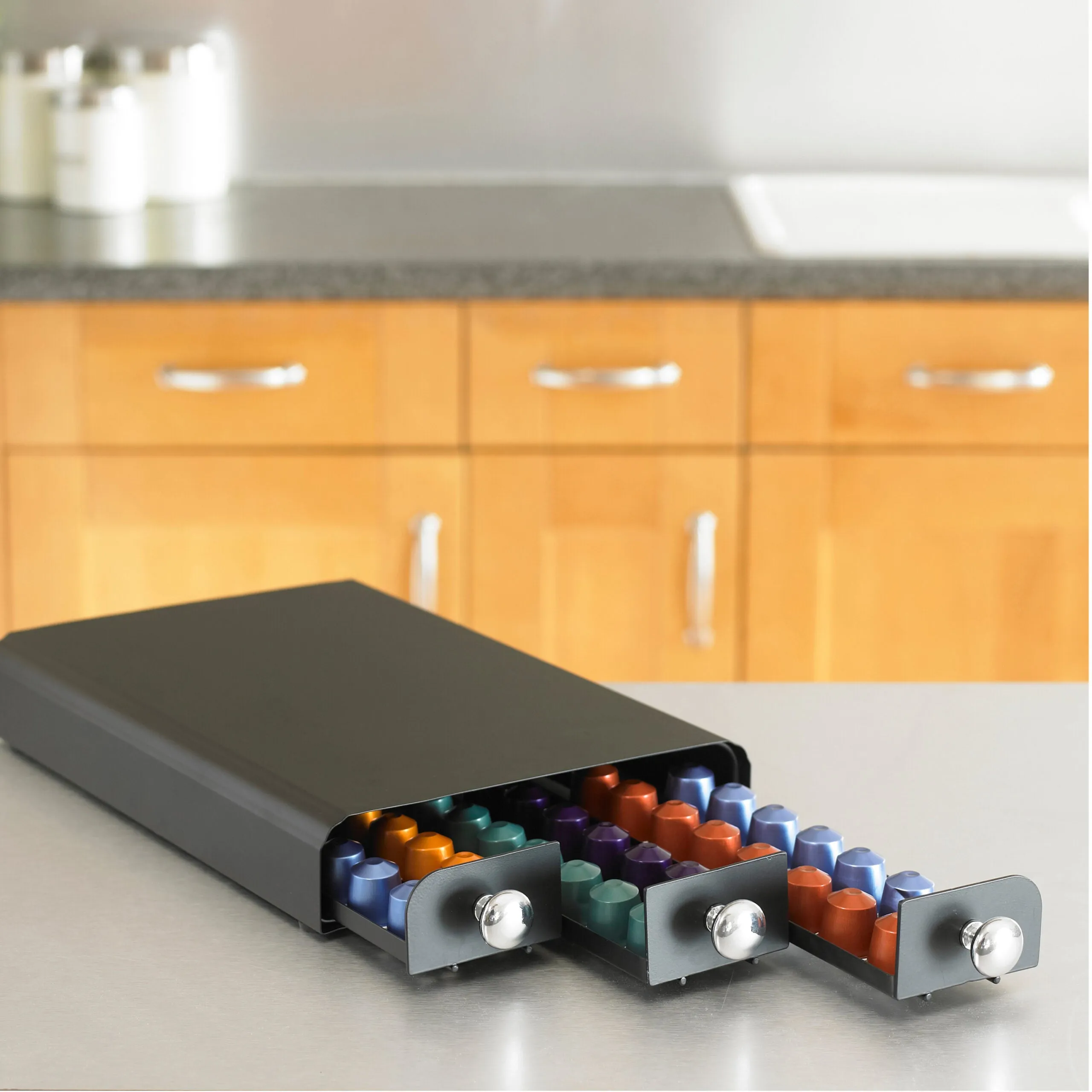 Nespresso 3 Drawer Coffee Machine Stand and Capsule Pod Storage
