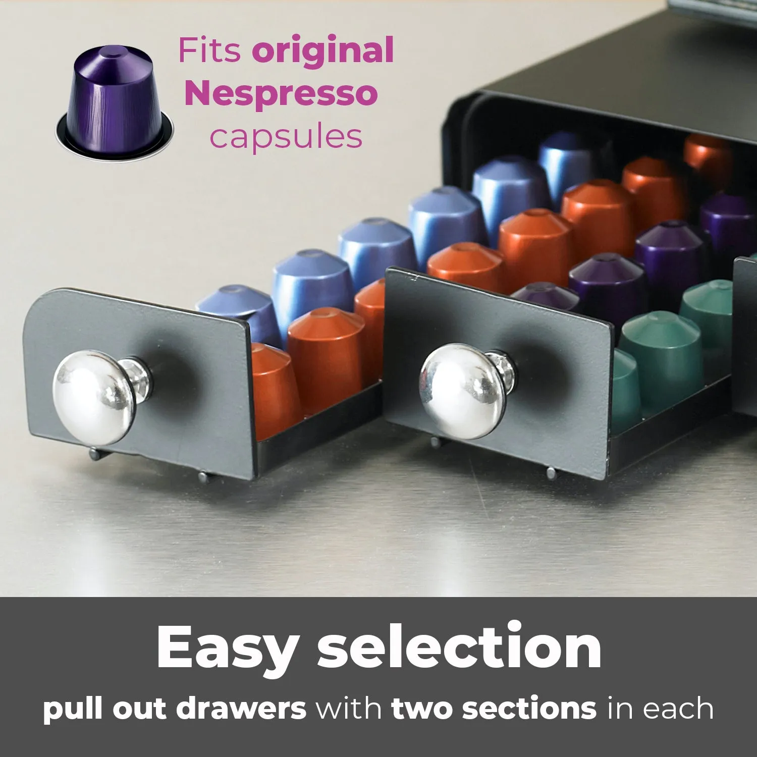 Nespresso 3 Drawer Coffee Machine Stand and Capsule Pod Storage