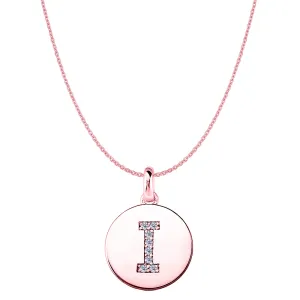 "I" Diamond Initial 14K Rose Gold Disk Pendant (0.08ct)