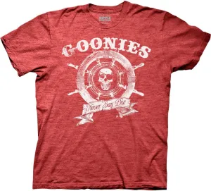 Ripple Junction The Goonies Men's Short Sleeve T-Shirt Captain's Wheel Never Say Die Quote 1980's Comedy Officially Licensed