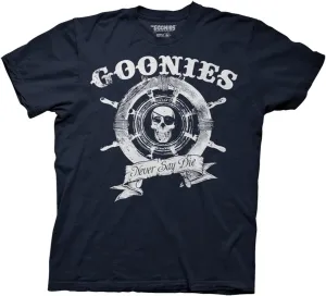 Ripple Junction The Goonies Men's Short Sleeve T-Shirt Captain's Wheel Never Say Die Quote 1980's Comedy Officially Licensed