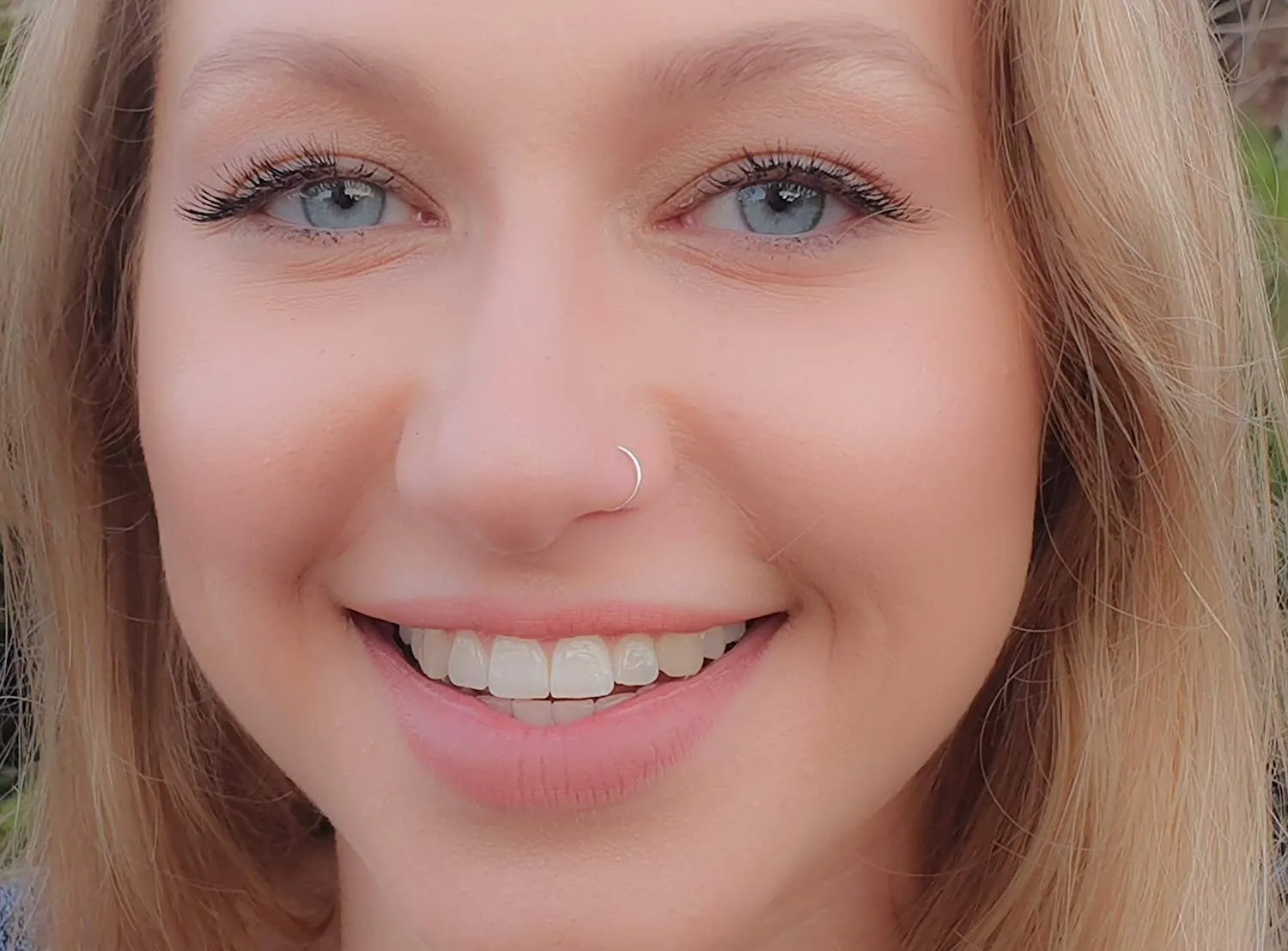 Silver Fake Nose Ring - Tiny Thin 24 Gauge Faux Nose Piercing For Women - 925 Sterling Silver Clip On Nose Hoops Jewelry - Comfortable Smooth Fake Nose Rings - No Piercing Needed - Gift Ready