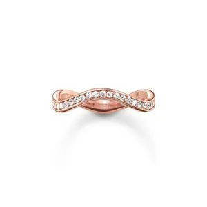 STERLING SILVER ROSE GOLD PLATED ETERNITY WAVE RING SIZE 52