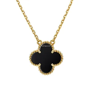 Van Cleef & Arpels Vintage Alhambra Pendant Necklace Onyx